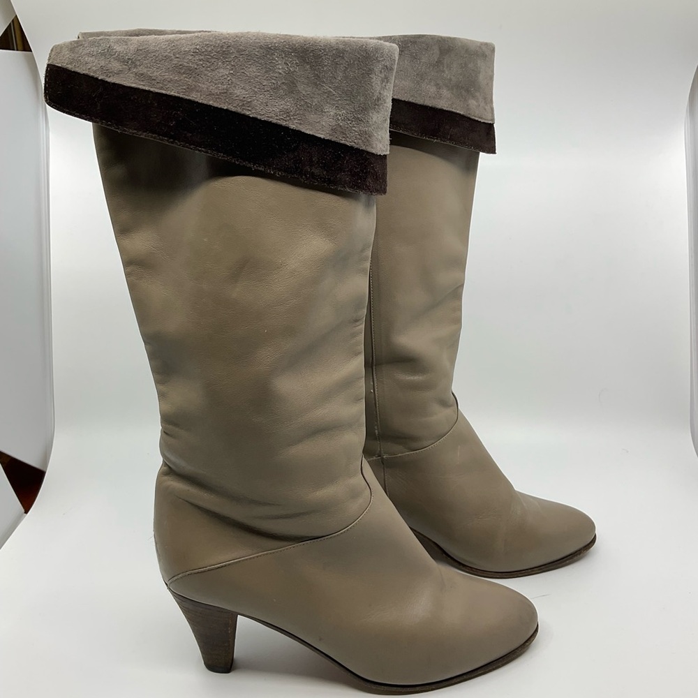 Vintage Pertti Palmroth | Tall Leather & Suede Heeled Boots | 7.5 | Finland